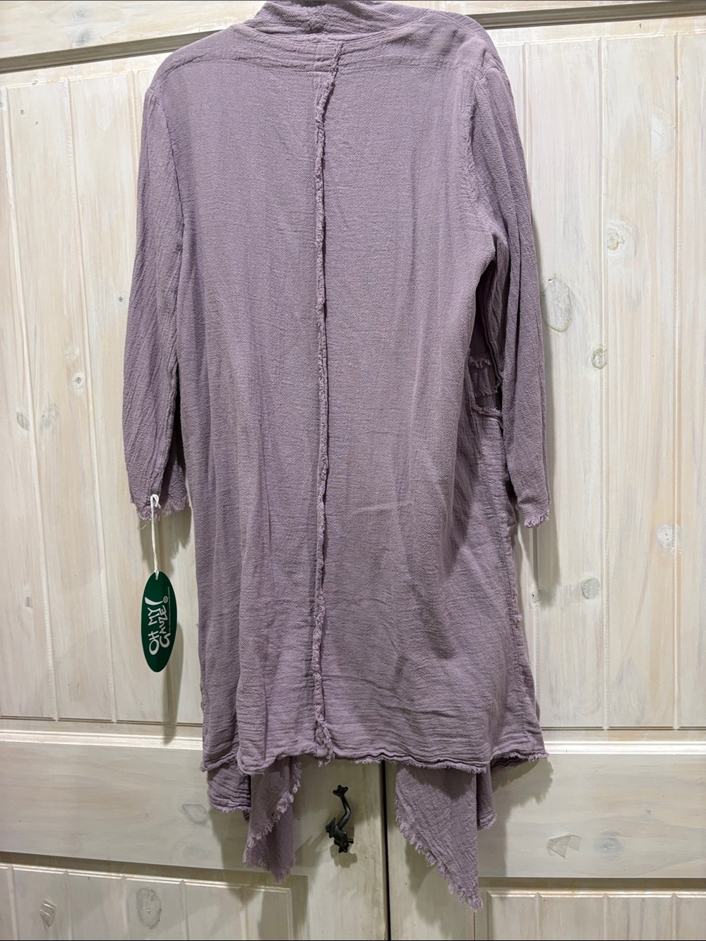 Oh My Gauze! Lavender Frayed Open Front Jacket - Picture 4 of 7